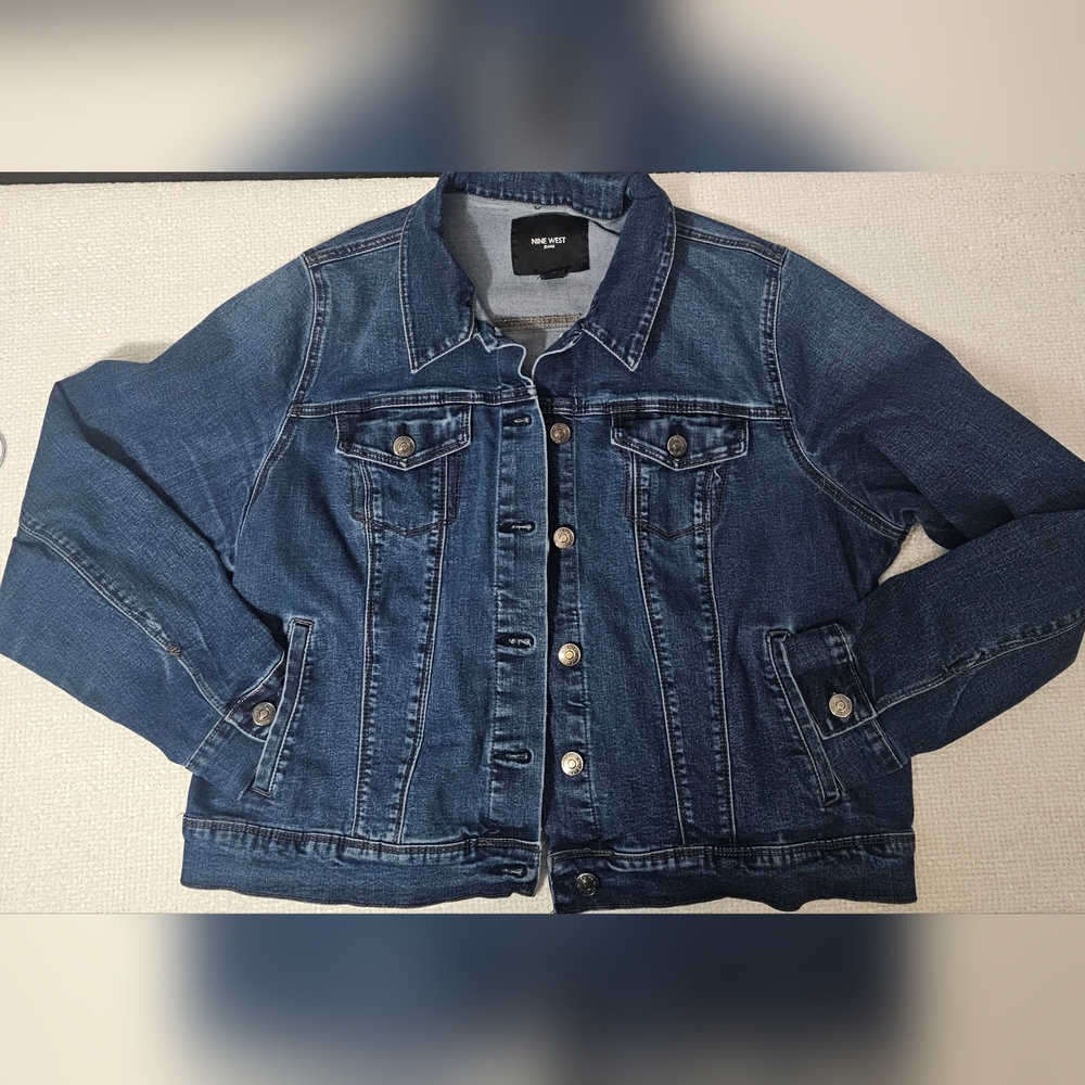 Nine West Jeans Denim Jacket Women’s XXL Missy Stretch Blue Trucker - Picture 7 of 7